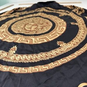 RARE VTG Genelli Medusa Silk Shirt Men XL Greek Baroque Black Gold Versace Style